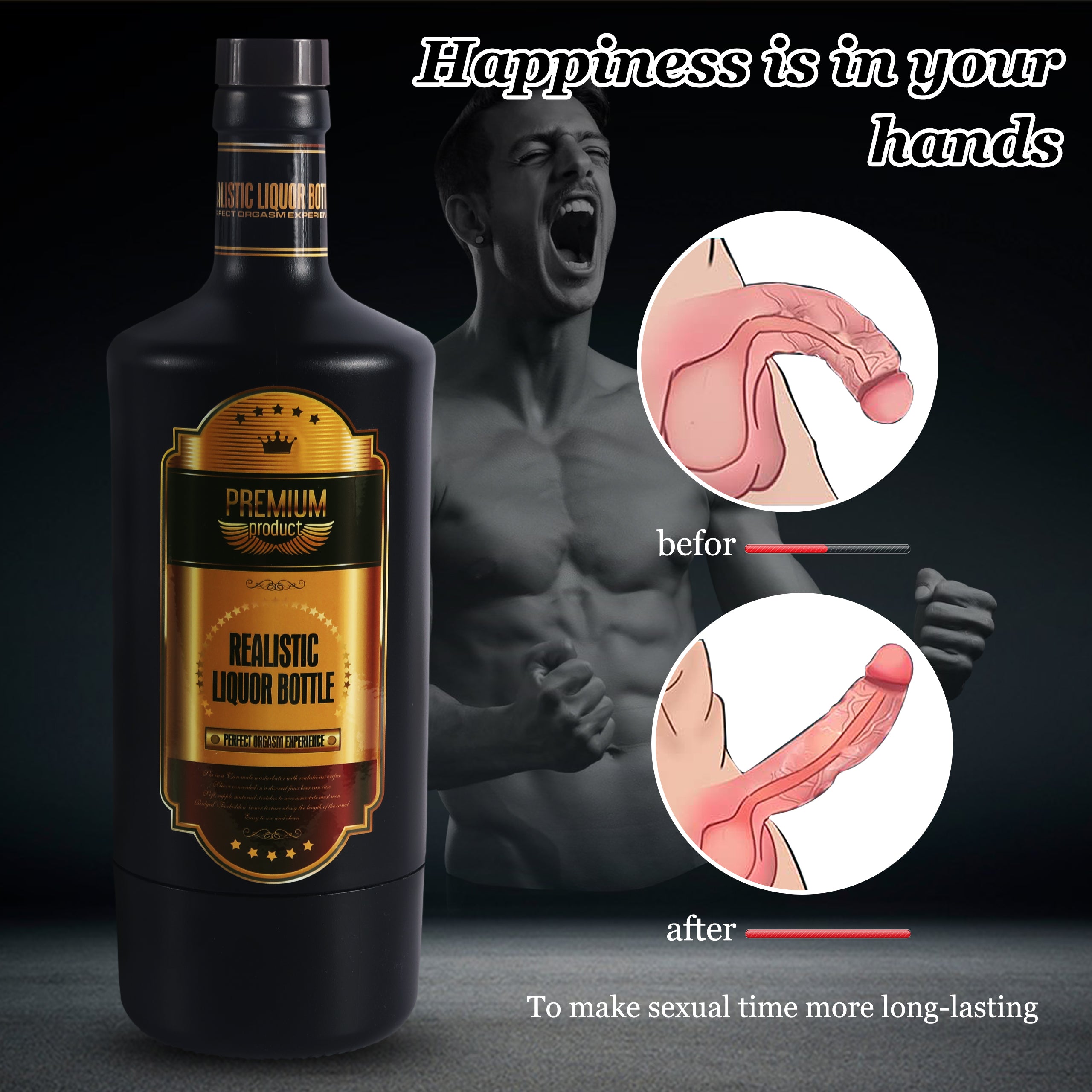 Beer Bottle Realistic Vagina Adult Sex Toy Men Masturbation